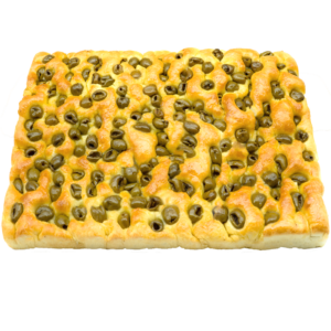 FOCACCIA ARTIGIANALE CON OLIVE VERDI
